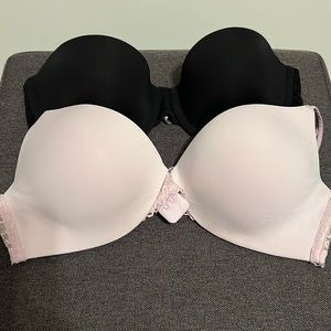 Two GAP Body Bras: black and lavender